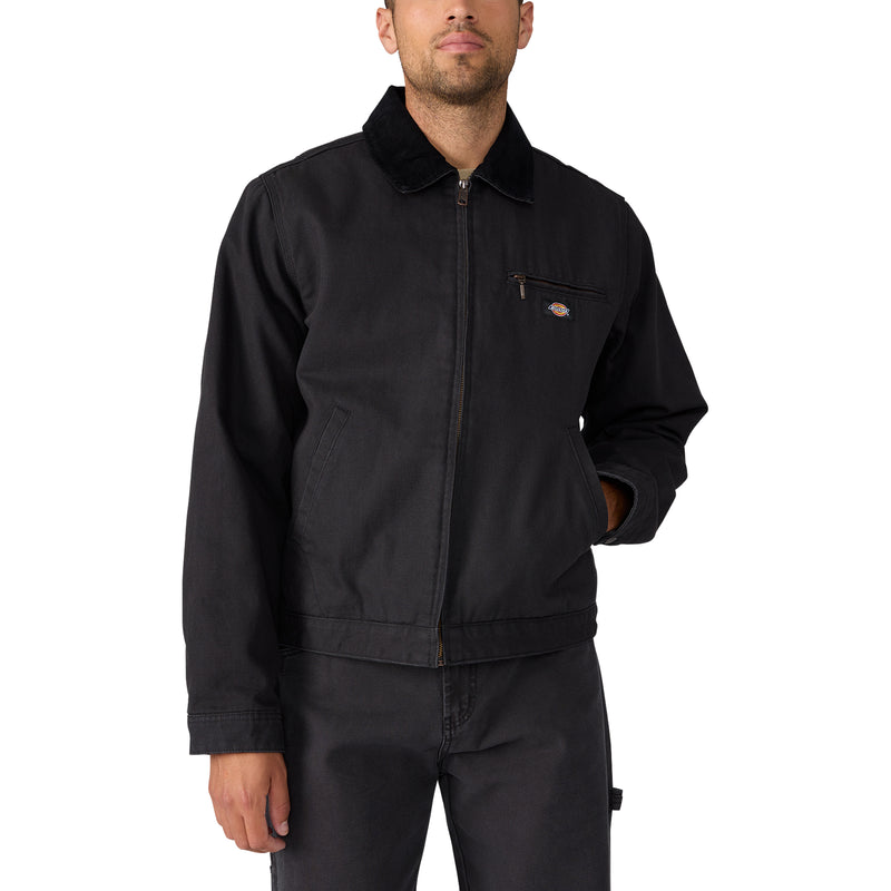 Load image into Gallery viewer, The front of a model wearing the Fort Worth heritage piece built for hard work, the Men’s Blanket Lined Duck Canvas Jacket stands up to the elements with time-tested durability and comfort like the original 758 Dickies Duck Jacket.
