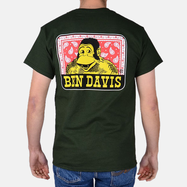Ben Davis Paisley Logo Short Sleeve T-Shirt - Old English on the front and Paisley Logo on the back of a hunter green tee. 