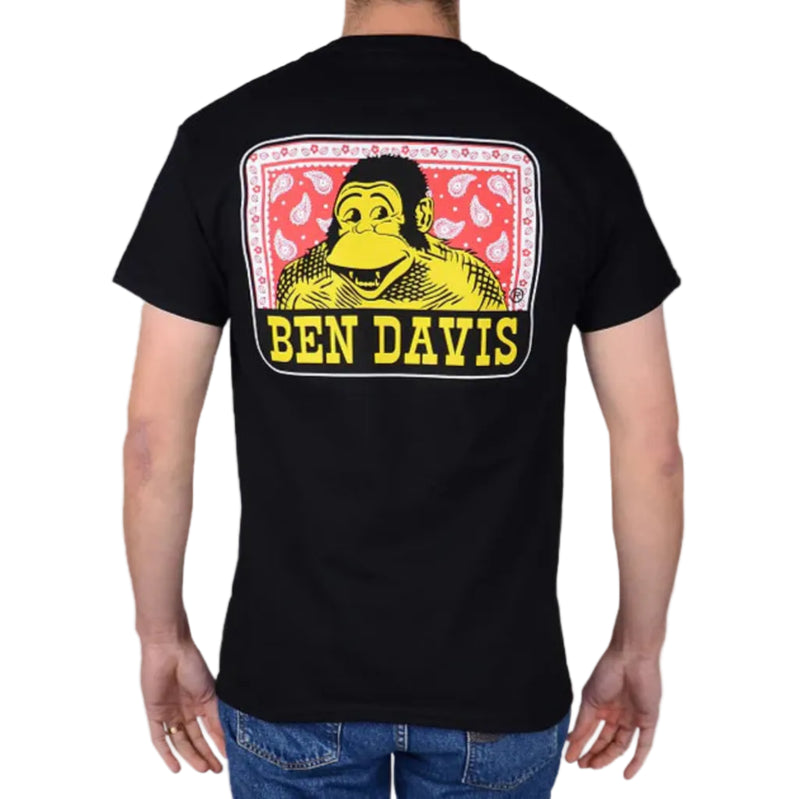 Load image into Gallery viewer, Black t-shirt with a graphic design and 'Ben Davis' text on the back, worn by a person.

