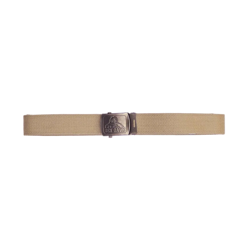Load image into Gallery viewer, Beige belt with a Ben Davis buckle on a white background
