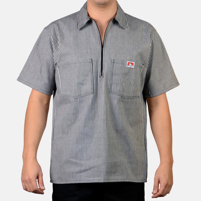Ben Davis Short Sleeve Stripe 1/2 Zip Shirt Black