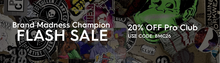 Banner with multiple brand logos and text 