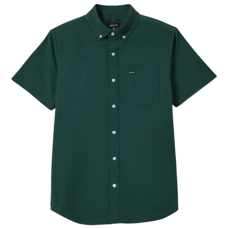 Load image into Gallery viewer, Green oxford button-down collar short sleeve shirt with stretch comfort that looks sharp without trying too hard.
