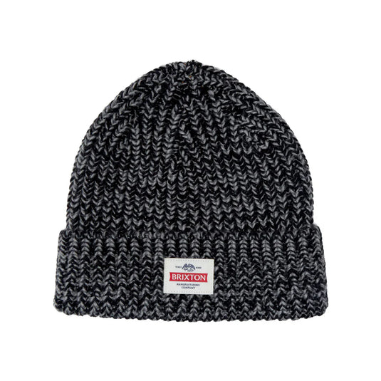 Black and gray Brixton beanie on a white background.