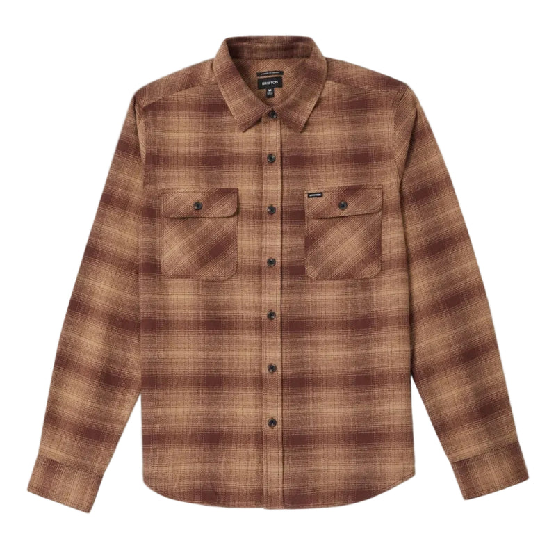Load image into Gallery viewer, Brown plaid shirt on a light gray background

