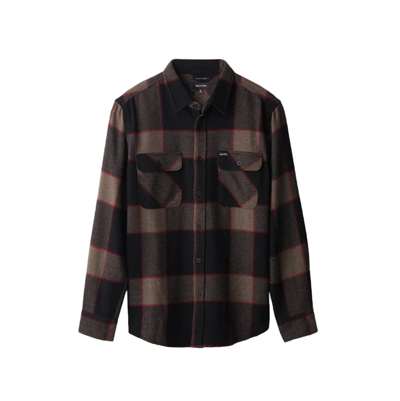 Load image into Gallery viewer, Plaid shirt with brown and red pattern on a white background
