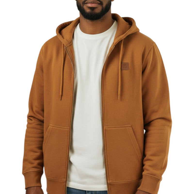 Load image into Gallery viewer, Man wearing a brown hoodie over a white shirt on a white background
