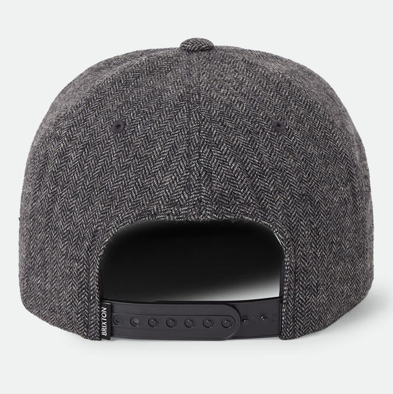Load image into Gallery viewer, Back of a Black heather Brixton Snapback
