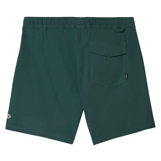 Green shorts with a pocket on a white background