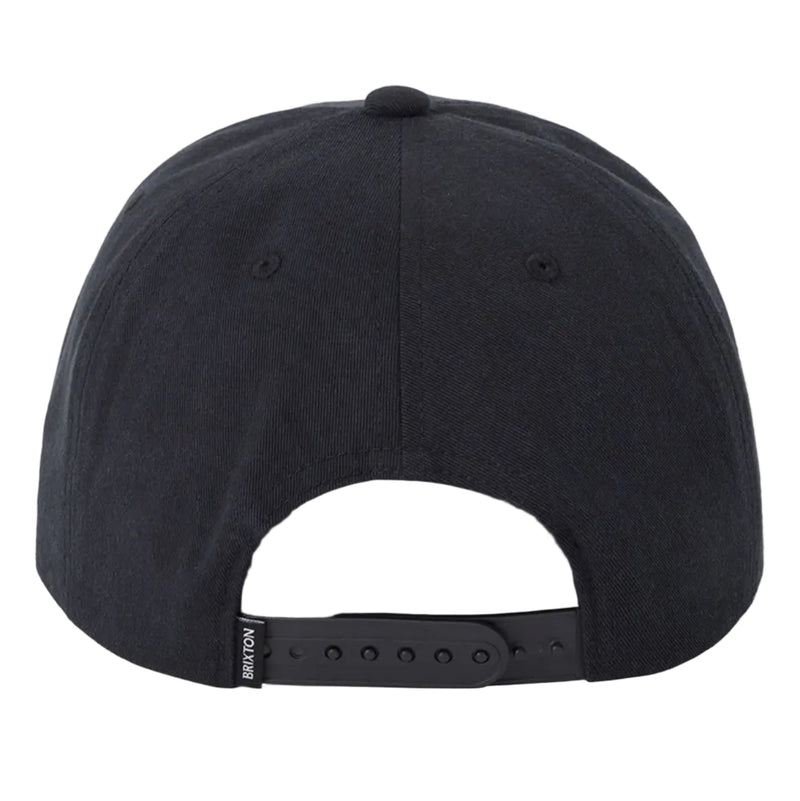 Load image into Gallery viewer, the Back view of a Black Brixton snapback. 
