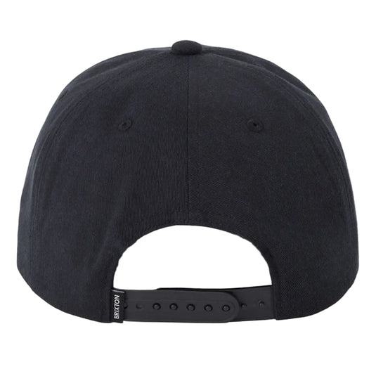 the Back view of a Black Brixton snapback. 