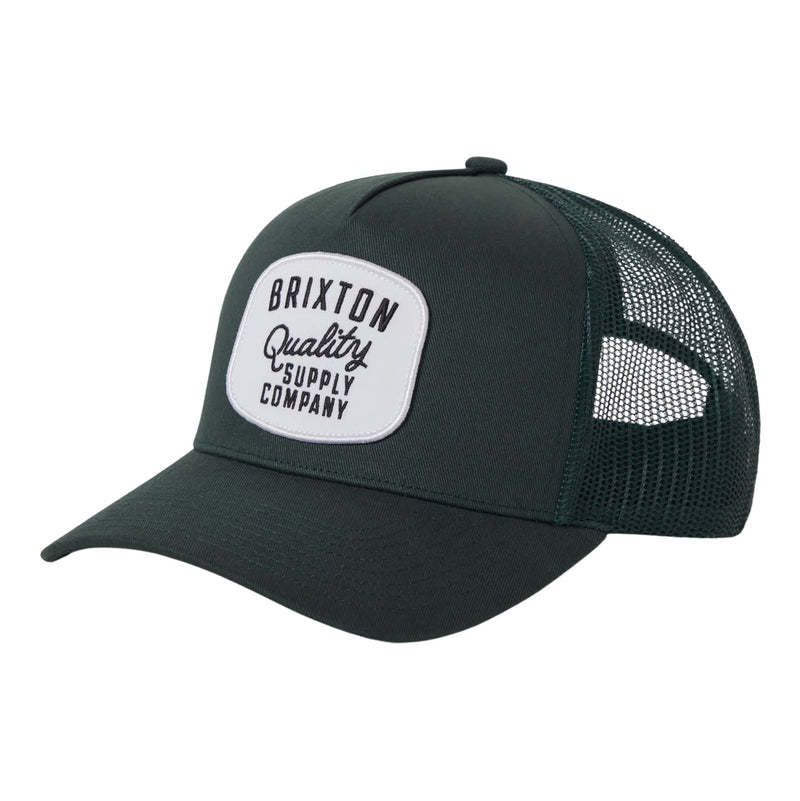 Load image into Gallery viewer, Merrowed-edge embroidered "Brixton Quality Supply Company" patch adds premium detailing, and mesh back provides breathability during active sessions. 

