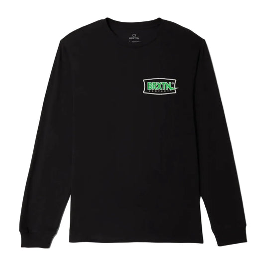 Black long-sleeve shirt with a Brixton logo on a white background