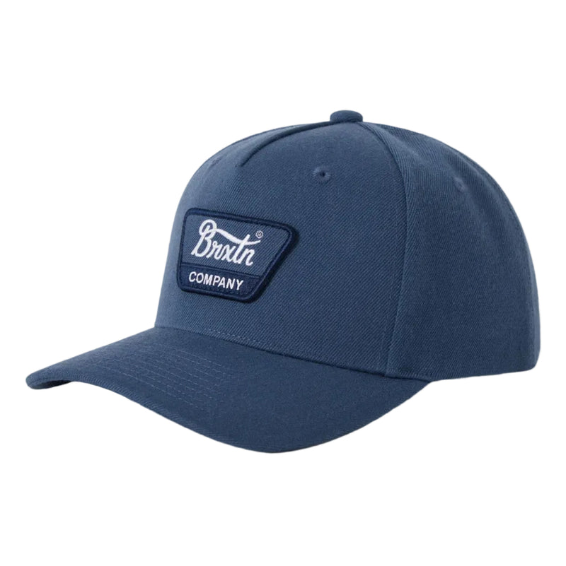 Load image into Gallery viewer, Blue baseball cap with a logo on a light gray background
