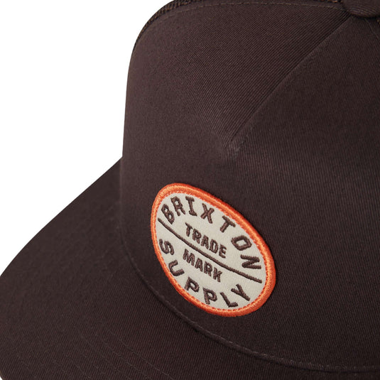 Brown cap with Brixton Supply logo the classic Oath trucker cap