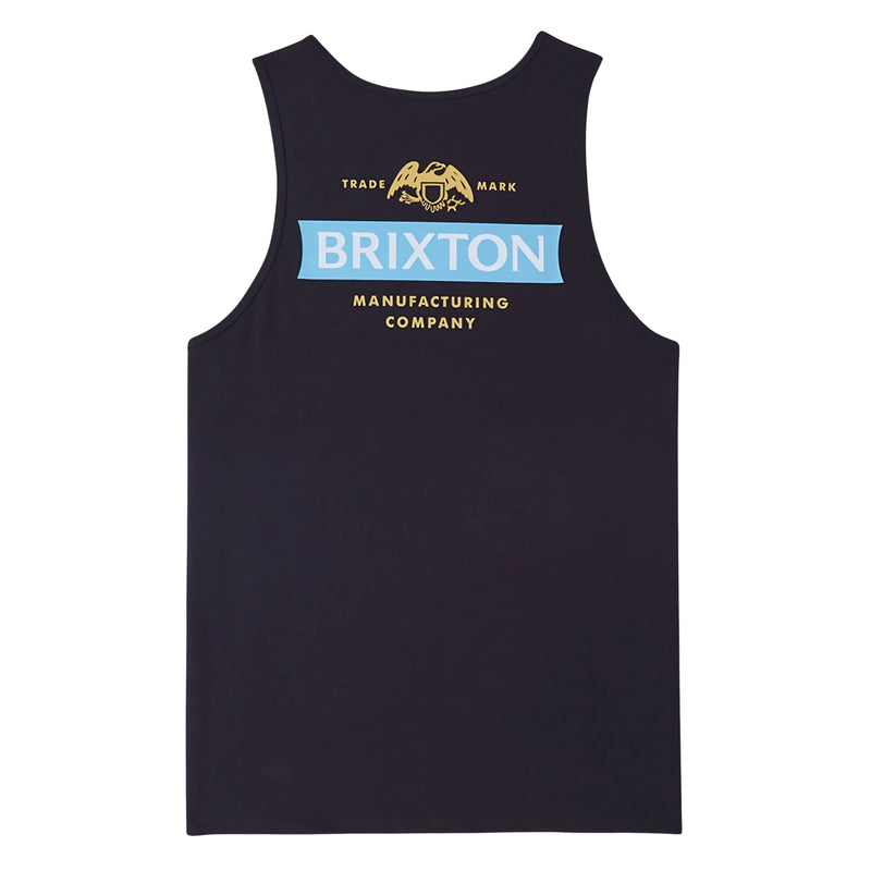 Load image into Gallery viewer, A tailored fit cotton tank top with Brixton trademark graphic logo screenprint on the front left chest and back.
