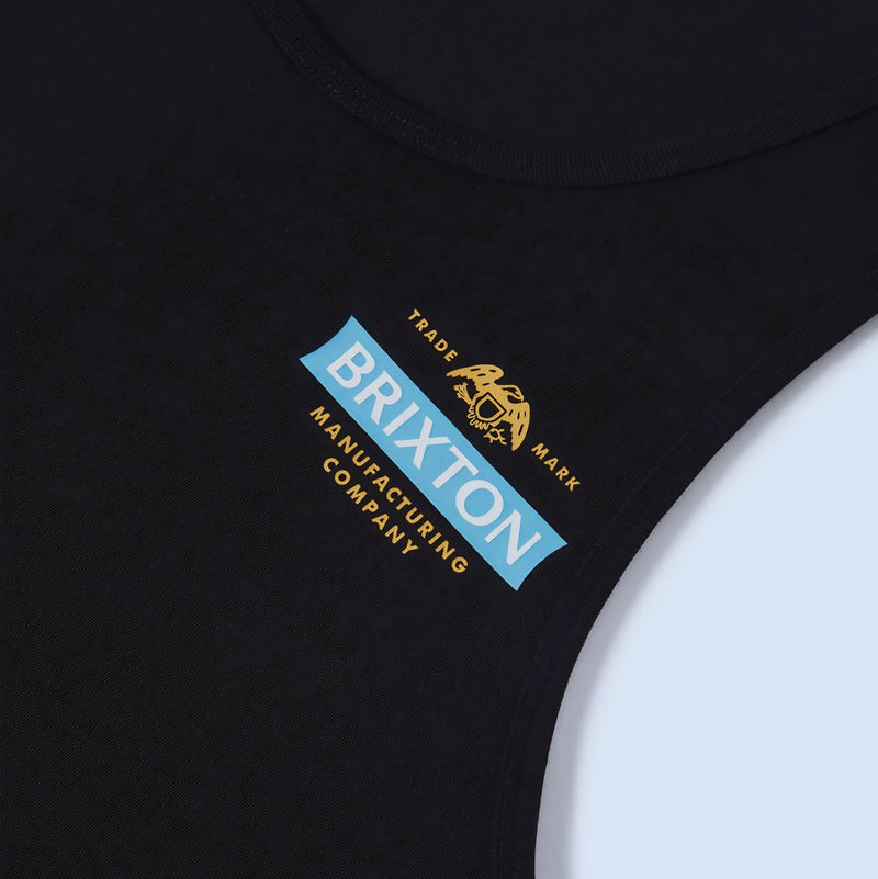 Load image into Gallery viewer, A tailored fit cotton tank top with Brixton trademark graphic logo screenprint on the front left chest and back.
