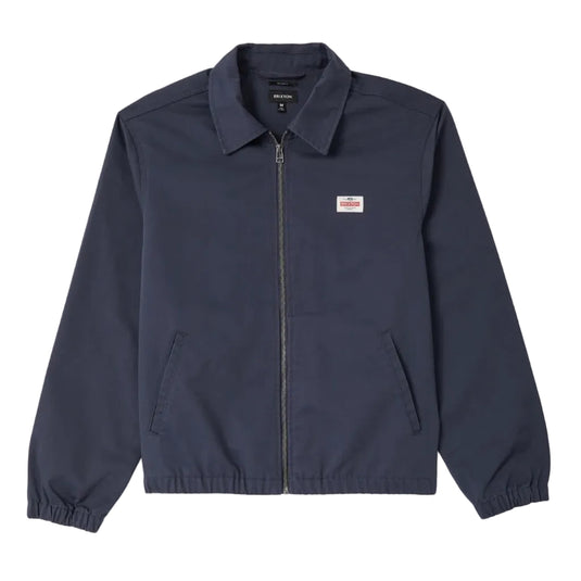 Dark Navy Brixton Garage Zip Jacket with a Brixton Trademark patch