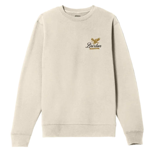 Beige sweatshirt with a Brixton logo on a white background