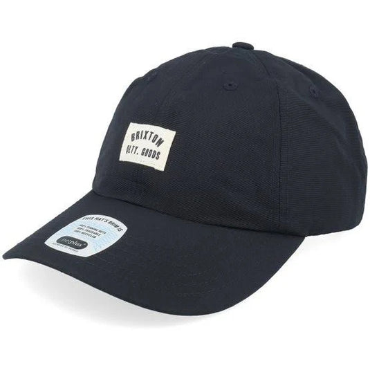 Black nylon cap with a Brixton logo on a white background