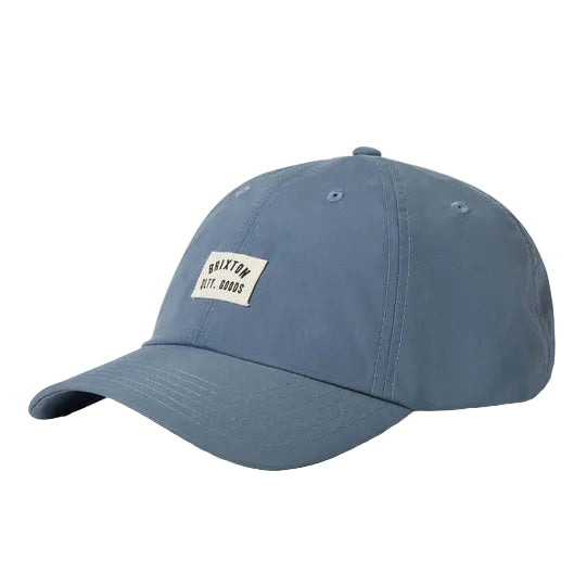 Load image into Gallery viewer, Blue nylon baseball cap with a Brixton logo on a white background
