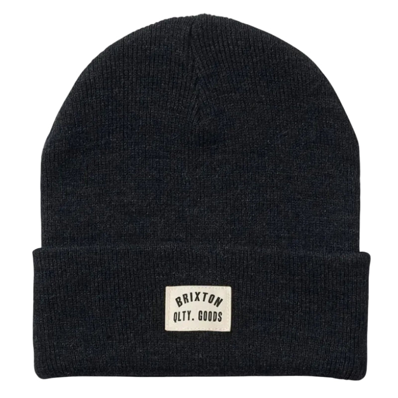Load image into Gallery viewer, Black beanie with Brixton logo on a white background

