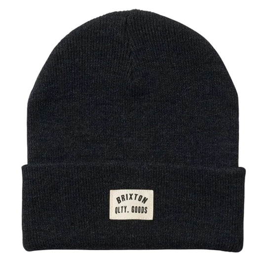 Black beanie with Brixton logo on a white background
