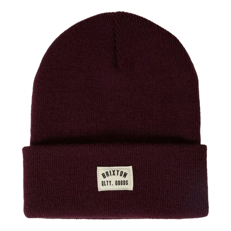 Load image into Gallery viewer, Maroon beanie with Brixton logo on a white background
