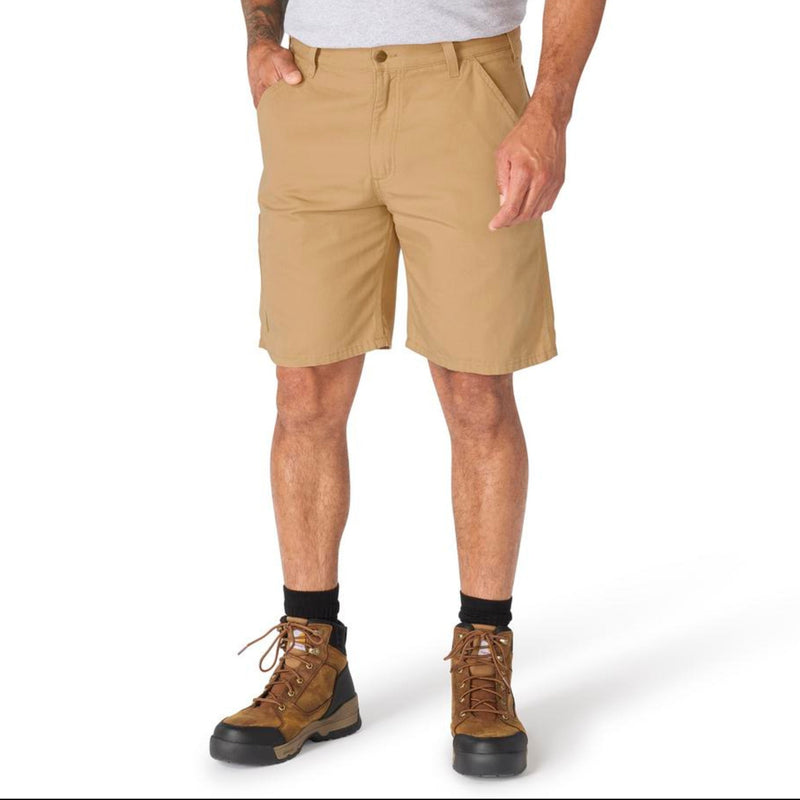 Load image into Gallery viewer, Male wearing Dark Khaki Carhartt shorts on a white background
