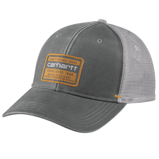 Gray and mesh cap with Carhartt logo on a white background