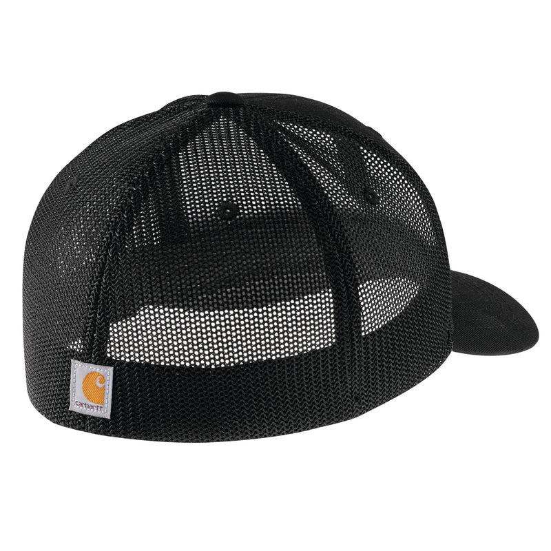 Load image into Gallery viewer, Black mesh cap with Carhartt logo on a white background
