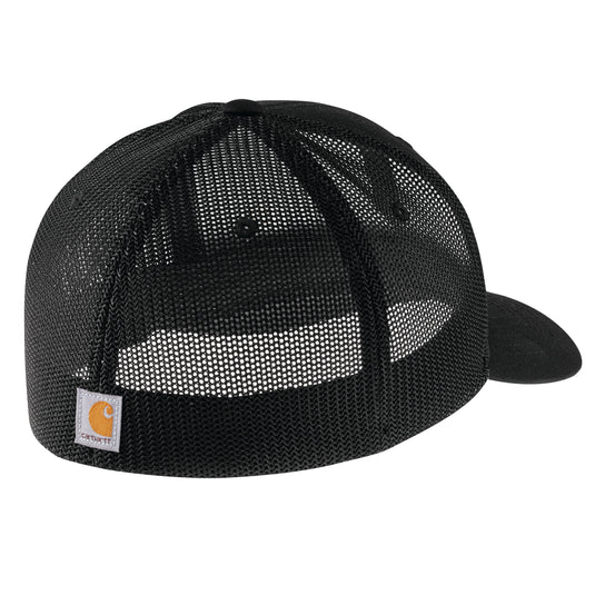 Black mesh cap with Carhartt logo on a white background