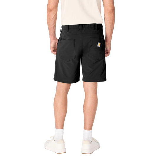 Back of the Black Carhartt 8" Force Phoenix Short with two back pockets and the Carhartt logo on the right one