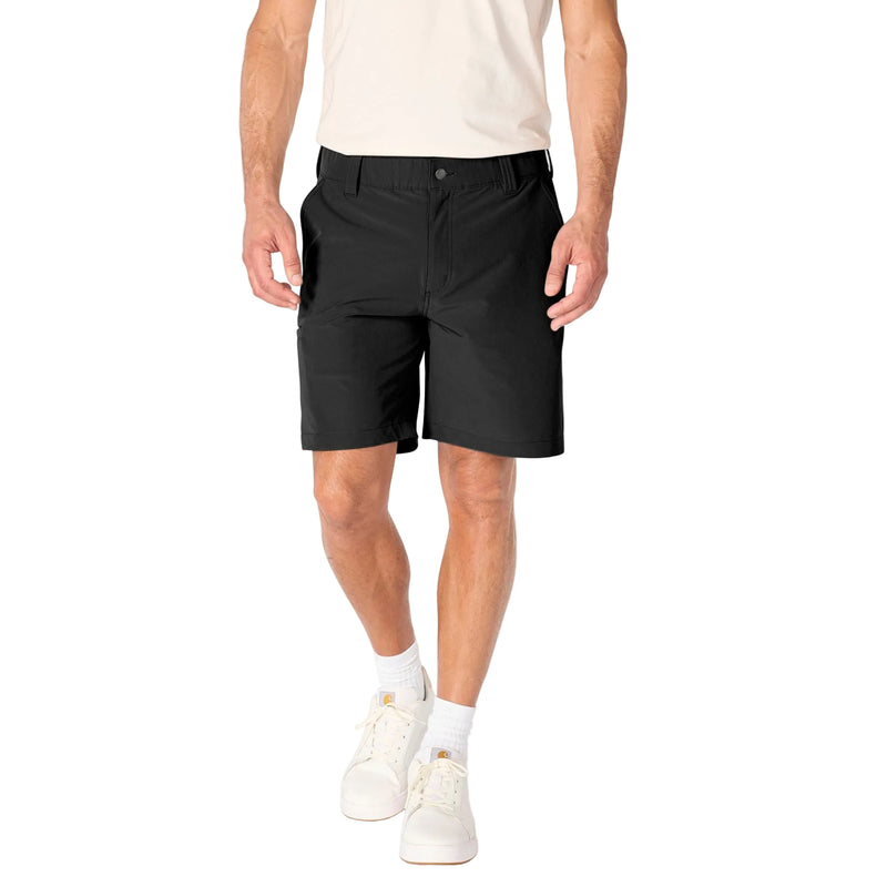 Load image into Gallery viewer, Person wearing 8" inseam black shorts on a white background
