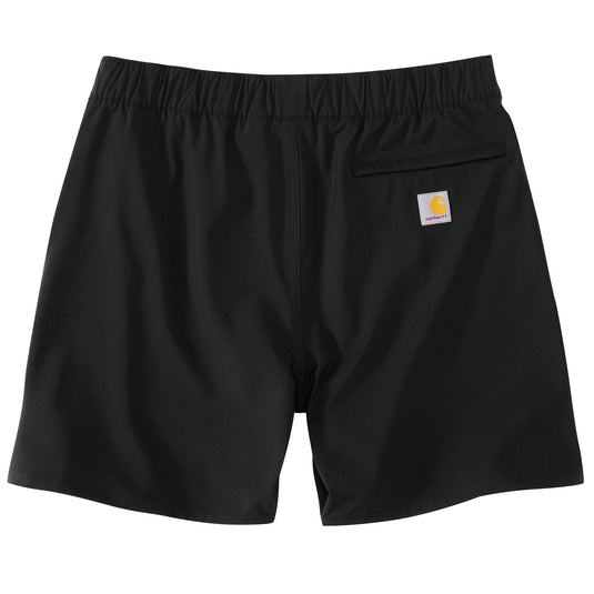 Black shorts with a brand Carhartt logo on a white background