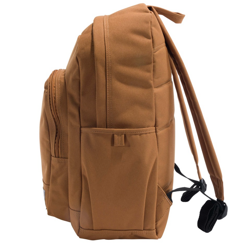 Load image into Gallery viewer, Carhartt Classic 25L Backpack Carhartt Brown left side pocket.
