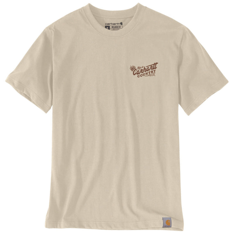 Load image into Gallery viewer, Beige t-shirt with Carhartt logo and text on a white background
