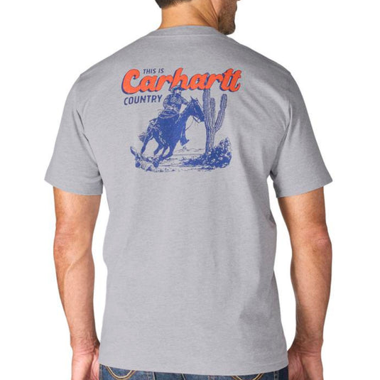 Heather Gray tee with a 'This is Carhartt Country' Graphic on a white background