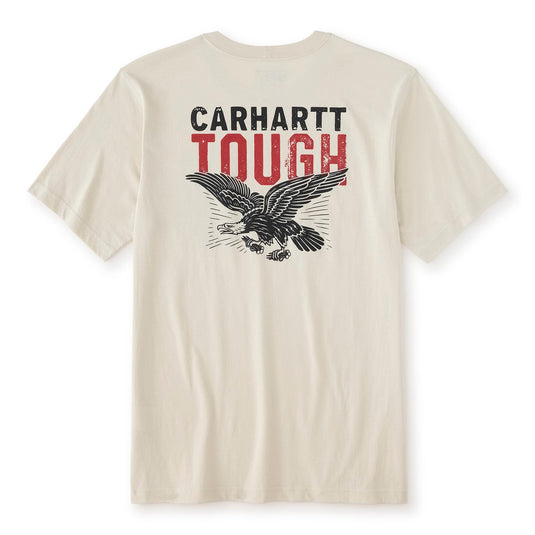 Beige t-shirt with Carhartt logo and eagle design on a white background