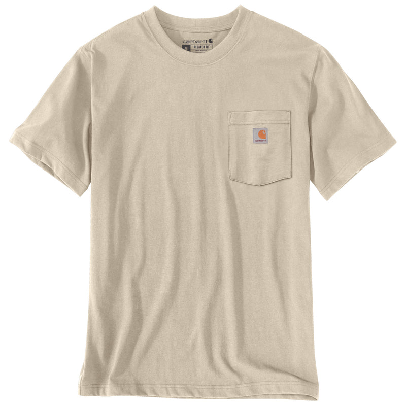 Load image into Gallery viewer, Beige t-shirt with a pocket and Carhartt logo on a white background

