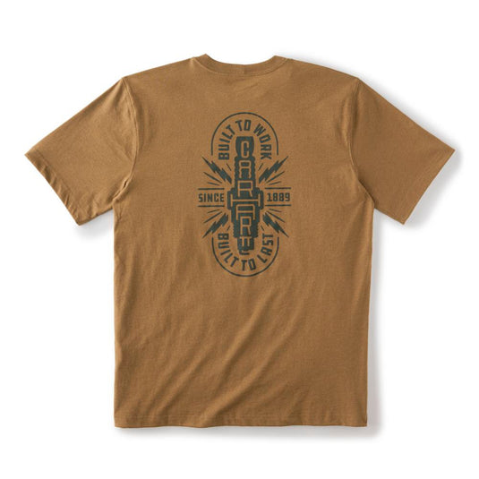 Brown t-shirt with a Carhartt graphic design on a white background