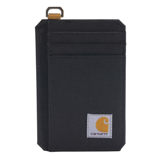 Black cardholder with Carhartt logo on a white background