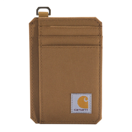 Brown Carhartt wallet with visible brand logo on a white background