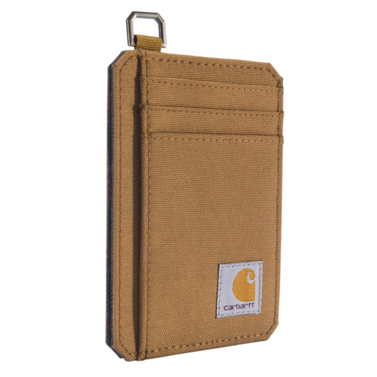 Brown cardholder with Carhartt logo on a white background