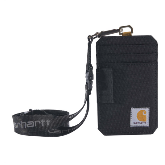 Black Carhartt pouch with strap on a white background