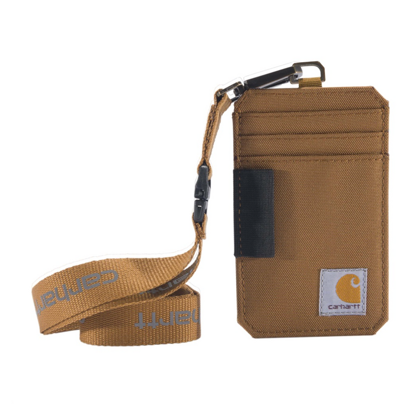 Load image into Gallery viewer, Brown Carhartt wallet with lanyard on a white background
