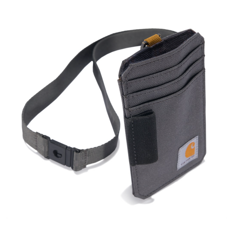 Load image into Gallery viewer, Gray ID holder with a strap on a white background
