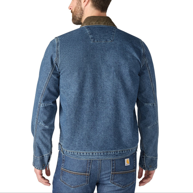 Load image into Gallery viewer, Man wearing a blue denim jacket on a white background
