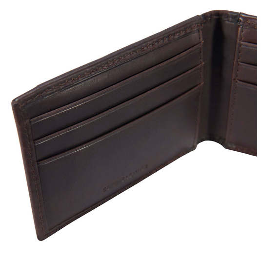 Brown leather wallet on a white background