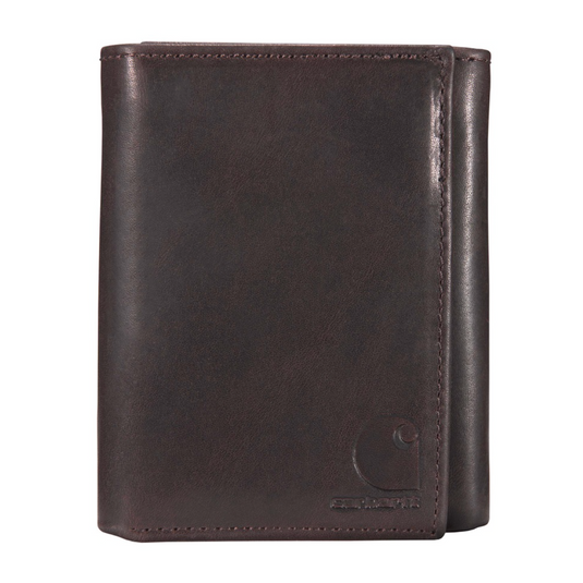 Brown leather wallet on a white background